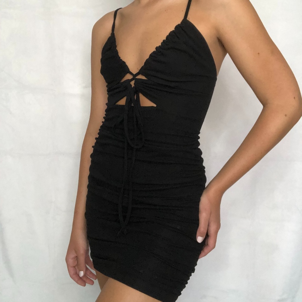 princess polly scrunched black club dress